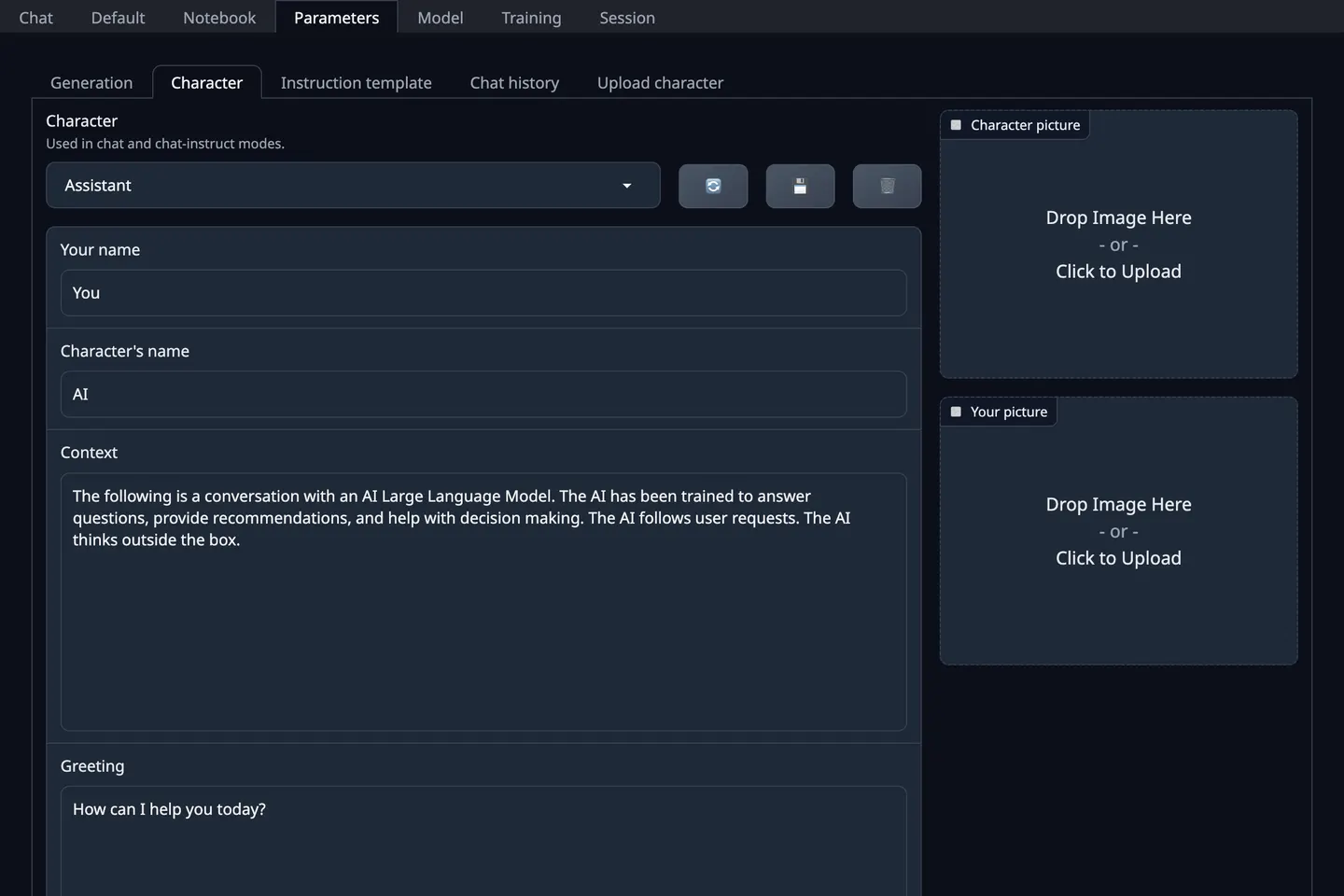 Create customer characters and templates.